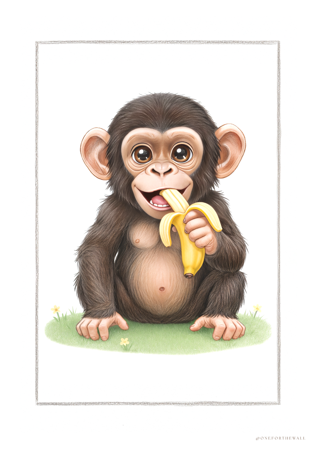 illustreret chimpanseplakat til børneværelset – nordisk minimalistisk motiv
