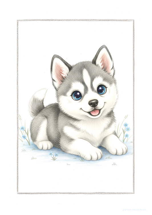 Pequeño Husky - Lámina artistica