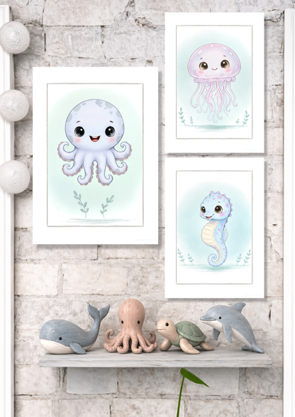 Little Octopus - Art Print